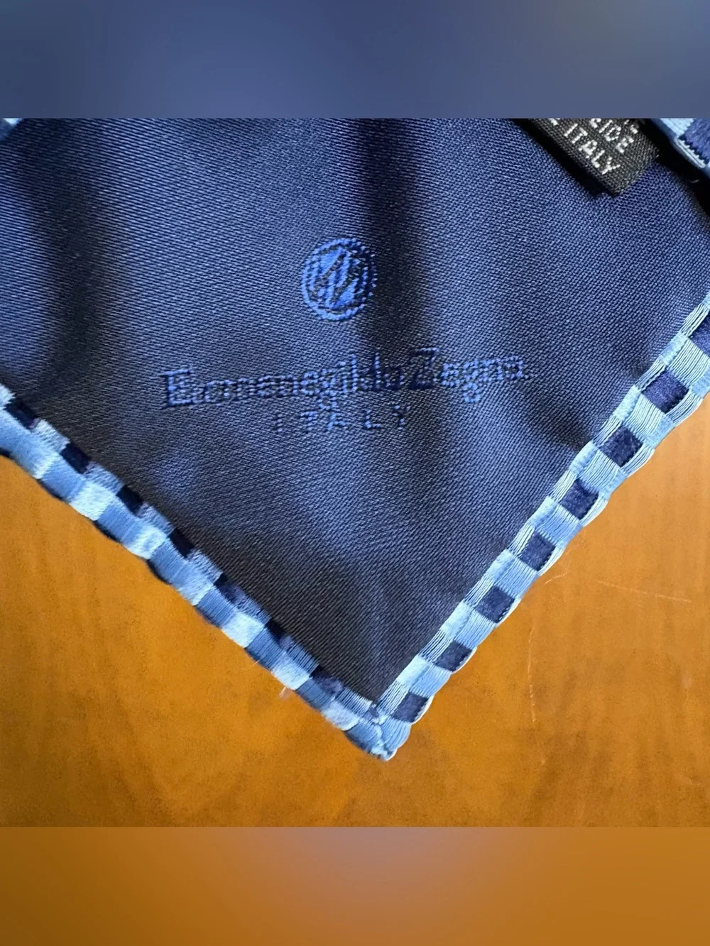 Ermenegildo Zegna Men's 100% Silk Blue Geometric Plaid Dress Tie Formal Check